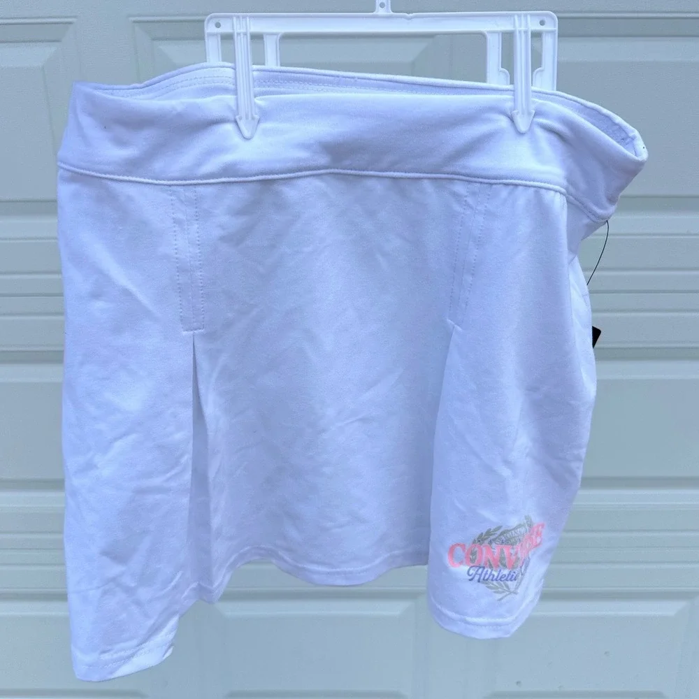 Converse Girls Athletic Club Skort White Pleated Skirt Size M 10-12 NWT